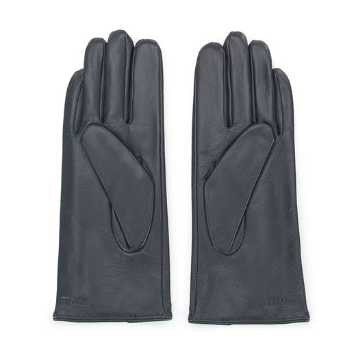 Damskie rękawiczki skórzane z ozdobnym stębnowaniem ciemnoszare ze sklepu WITTCHEN w kategorii Rękawiczki damskie - zdjęcie 145173973
