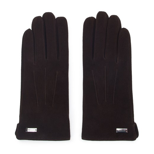 Damskie rękawiczki welurowe ciemny brąz ze sklepu WITTCHEN w kategorii Rękawiczki damskie - zdjęcie 145174003