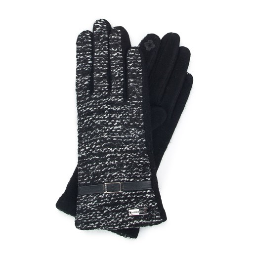 Damskie rękawiczki z tkaniny bouclé czarno-białe ze sklepu WITTCHEN w kategorii Rękawiczki damskie - zdjęcie 145174022