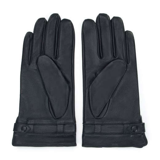 Męskie rękawiczki skórzane z paskiem na zatrzask czarne ze sklepu WITTCHEN w kategorii Rękawiczki męskie - zdjęcie 145174042