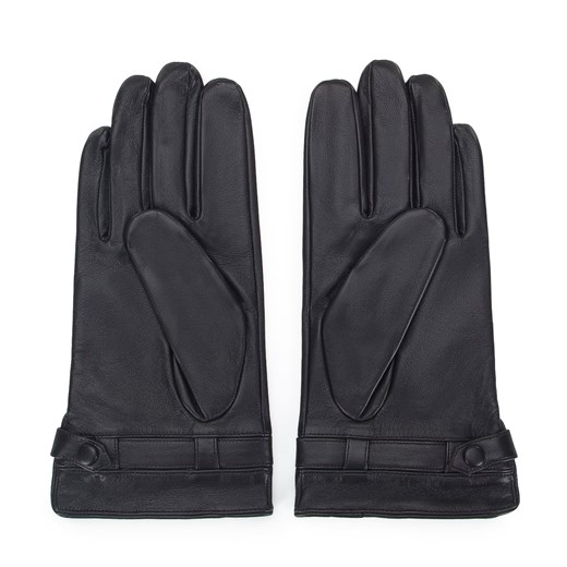 Męskie rękawiczki skórzane z paskiem na zatrzask ciemny brąz ze sklepu WITTCHEN w kategorii Rękawiczki męskie - zdjęcie 145174043