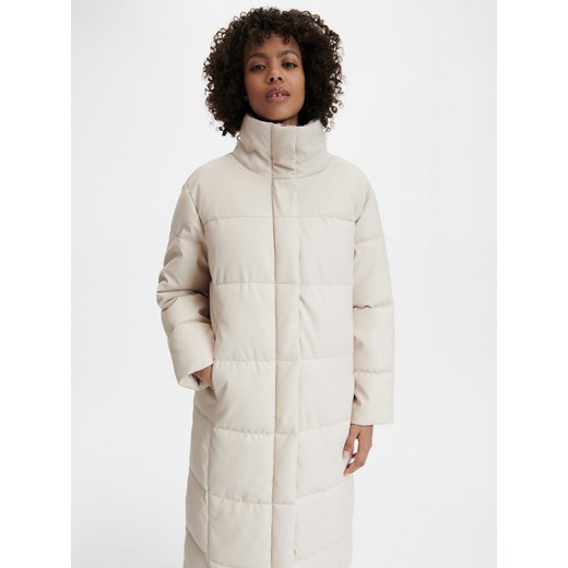 Reserved - Pikowany płaszcz - kremowy ze sklepu Reserved w kategorii Płaszcze damskie - zdjęcie 145193523