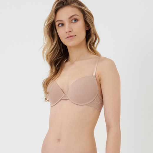 Sinsay - Biustonosz push-up z koronką - Kremowy Sinsay 80D Sinsay