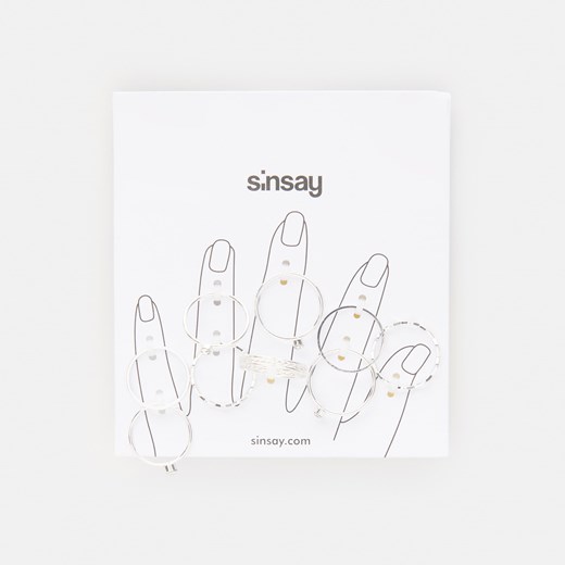 Sinsay - Pierścionki 9 pack - Srebrny Sinsay Jeden rozmiar Sinsay okazja