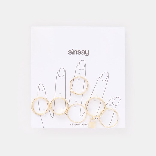 Sinsay - Pierścionki 6 pack - Złoty Sinsay Jeden rozmiar Sinsay