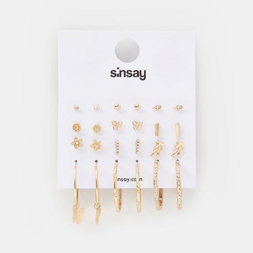 Sinsay - Kolczyki 12 pack - Złoty Sinsay Jeden rozmiar Sinsay promocja
