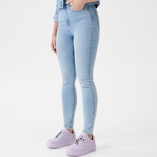 Sinsay - Jeansy skinny high waist - Niebieski Sinsay 34 Sinsay