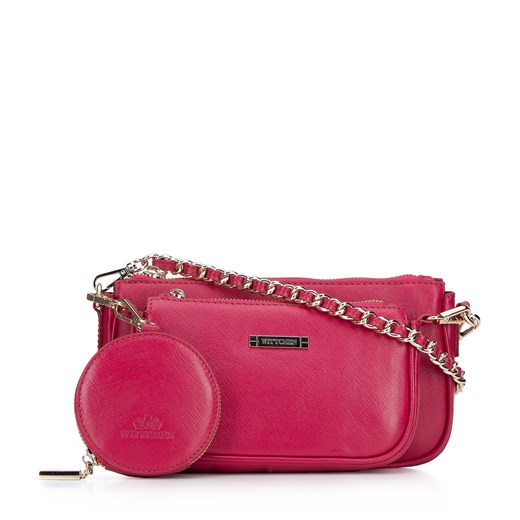 Damska torebka skórzana podwójna z etui na łańcuszku różowa ze sklepu WITTCHEN w kategorii Listonoszki - zdjęcie 145242891