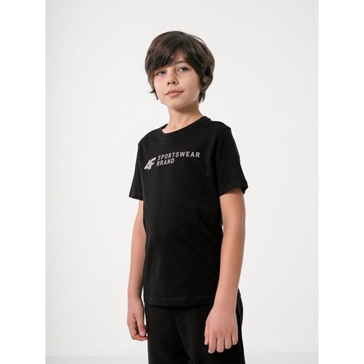 T-shirt chłopięce czarny 4F z bawełny 
