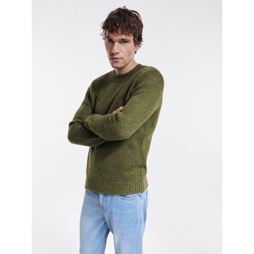 Reserved - PREMIUM Wełniany sweter ze strukturalnej przędzy - Zielony Reserved M Reserved