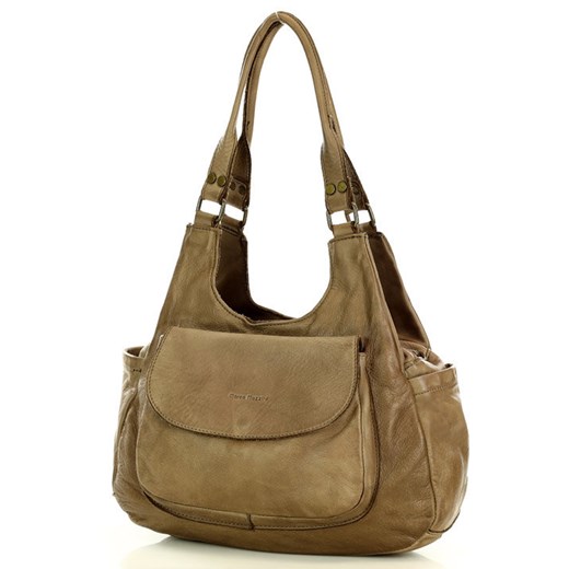 Włoska torebka skórzana z kieszenią z przodu retro bag handmade - MARCO MAZZINI uniwersalny promocja Verostilo