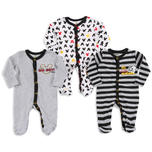 Cool Club, Pajac chłopięcy 3-pack, Myszka Miki i Przyjaciele, rozmiar 74 - Wyprzedaż - ubrania i buty nawet do -50% taniej! smyk-com bialy chłopięce