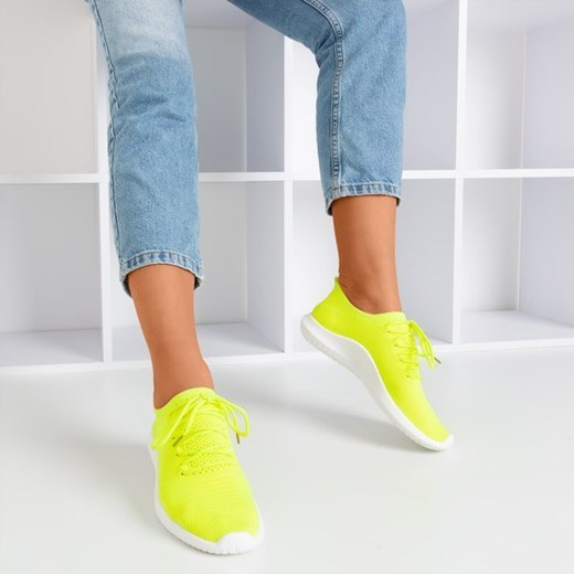 Neonowe żółte sportowe buty damskie Noven - Obuwie Royalfashion.pl  royalfashion.pl