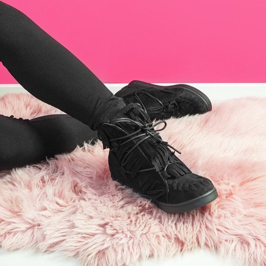 Czarne dziewczęce sneakersy na krytym koturnie Gabi - Obuwie Royalfashion.pl 30 royalfashion.pl