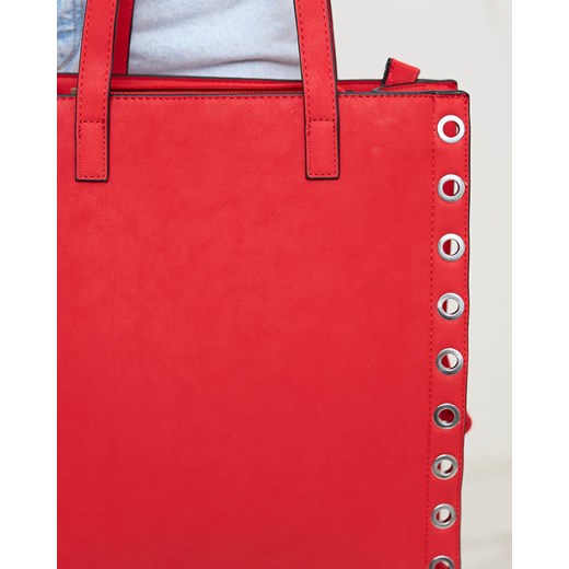 Czerwona damska torebka shopper z przelotkami - Akcesoria Royalfashion.pl Uniwersalny royalfashion.pl