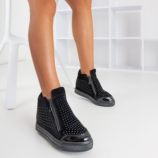 Czarne damskie sneakersy na ukrytym koturnie Haveria - Obuwie Royalfashion.pl  royalfashion.pl