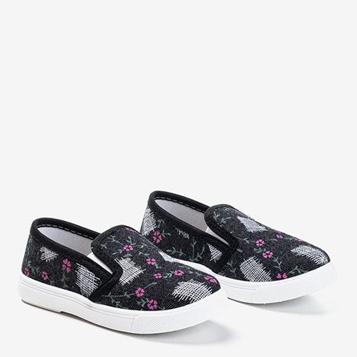 Czarne dziecięce tenisówki slip - on Inga - Obuwie Royalfashion.pl r.19 royalfashion.pl