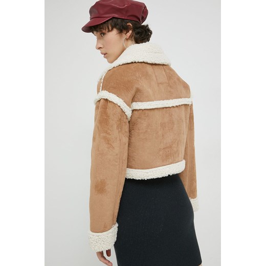 Abercrombie &amp; Fitch kurtka damska kolor beżowy przejściowa Abercrombie & Fitch XS ANSWEAR.com