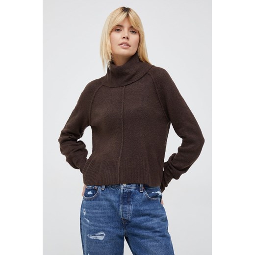 Vero Moda sweter damski kolor brązowy lekki z golfem Vero Moda XL ANSWEAR.com