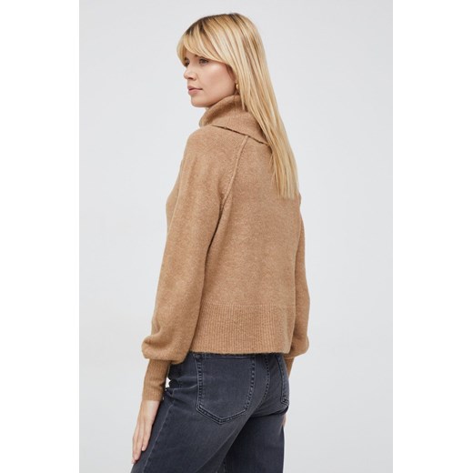 Vero Moda sweter damski kolor beżowy lekki z golfem Vero Moda S ANSWEAR.com