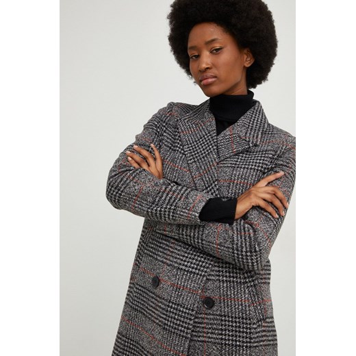 Answear Lab płaszcz z wełną kolor czarny przejściowy dwurzędowy Answear Lab M ANSWEAR.com