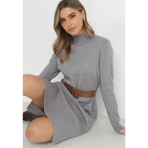 Sukienka Born2be midi z długim rękawem z golfem 