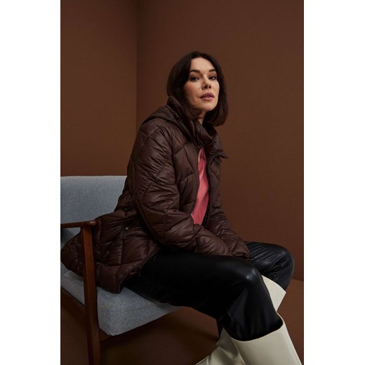 Kurtka damska Moodo.pl długa z kapturem poliestrowa 