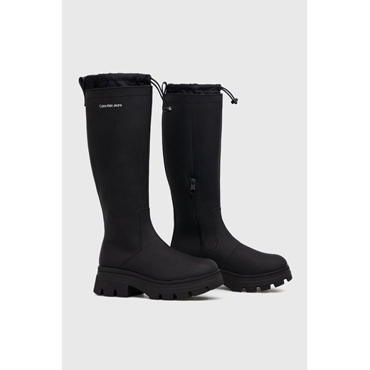 Calvin Klein Jeans kozaki skórzane Chunky Combat damskie kolor czarny na 41 ANSWEAR.com
