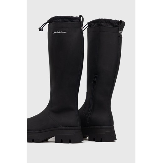 Calvin Klein Jeans kozaki skórzane Chunky Combat damskie kolor czarny na 36 ANSWEAR.com
