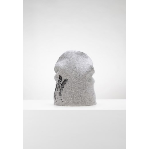 Szara czapka zdobiona cyrkoniami ułożonymi we wzór trzech kłosów ze sklepu Molton w kategorii Czapki zimowe damskie - zdjęcie 145420330