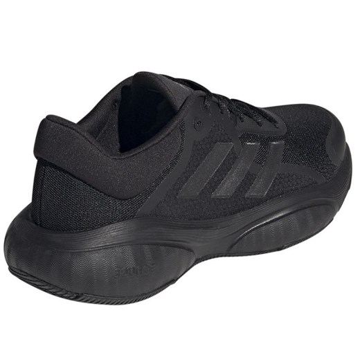 Buty sportowe damskie Adidas do biegania na wiosnę czarne płaskie z tworzywa sztucznego wiązane 