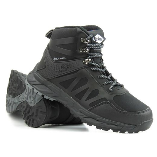 Ciepłe buty męskie trekkingowe z AQUA SHELL - LEE COOPER 22-01-1402M, czarne ze sklepu ulubioneobuwie w kategorii Buty trekkingowe męskie - zdjęcie 145457463