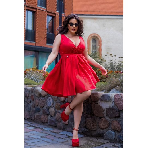 Sukienka Model 2215-02/1 Plus Size Red (42) Bicotone 46 DobraKiecka