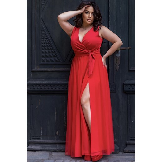 Sukienka Model 248-02/1 Plus Size Red (42) Bicotone 44 DobraKiecka