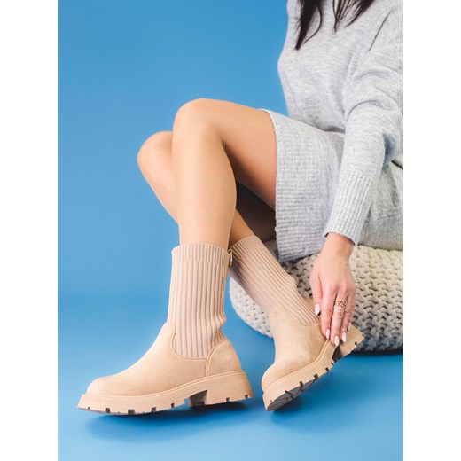 zamszowe botki damskie z elastyczną cholewką shelovet 36 czasnabuty.pl