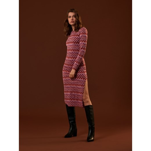 Sinsay - Sukienka midi ze wzorem - Wielobarwny Sinsay S Sinsay