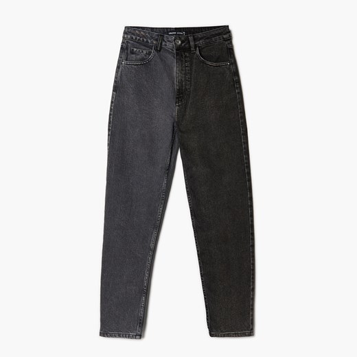 Cropp - Dwukolorowe mom jeans - Szary Cropp 40 Cropp