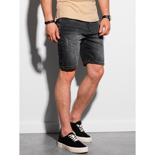 Krótkie spodenki męskie jeansowe W307 - czarne M ombre