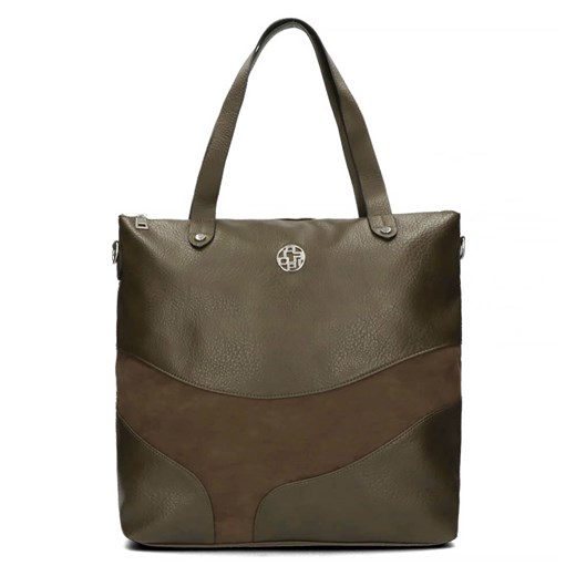 Shopper bag Filippo zielona bez dodatków elegancka duża matowa na ramię 