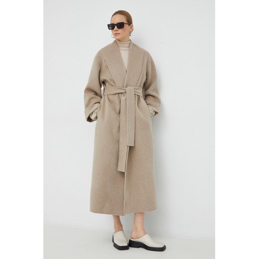 By Malene Birger płaszcz wełniany Trullem kolor beżowy przejściowy By Malene Birger 36 ANSWEAR.com