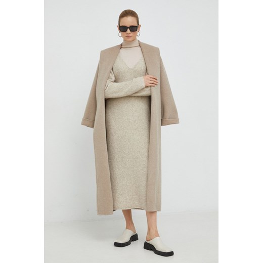 By Malene Birger płaszcz wełniany Trullem kolor beżowy przejściowy By Malene Birger 36 ANSWEAR.com