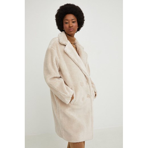 Answear Lab płaszcz damski kolor beżowy przejściowy oversize Answear Lab L ANSWEAR.com