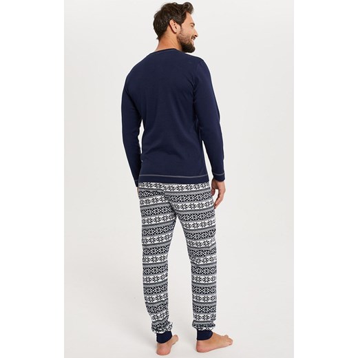 Piżama męska świąteczna z długim rękawem i długimi nogawkami Arktyka, Kolor granatowy-wzór, Rozmiar S, Italian Fashion ze sklepu Intymna w kategorii Piżamy męskie - zdjęcie 145796371