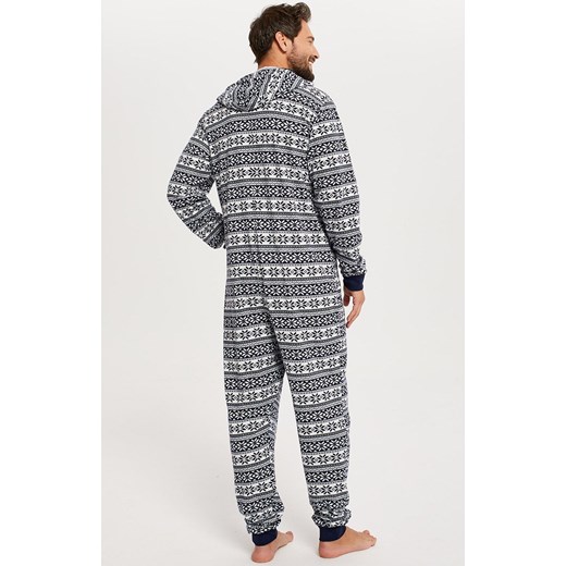 Kombinezon męski piżama jednoczęściowa w norweski wzór Alaska, Kolor granatowy-wzór, Rozmiar S, Italian Fashion ze sklepu Intymna w kategorii Piżamy męskie - zdjęcie 145796400