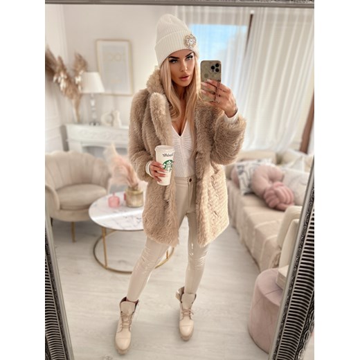 Płaszcz futro beżowy Tendre H267 S/36 Charlotte Fashion
