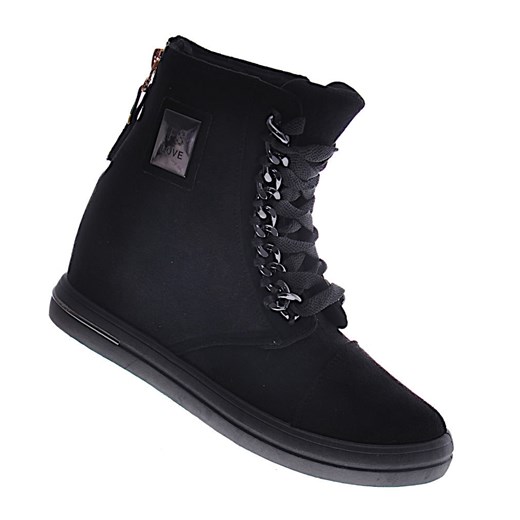 Botki na jesień czarne wiązane 