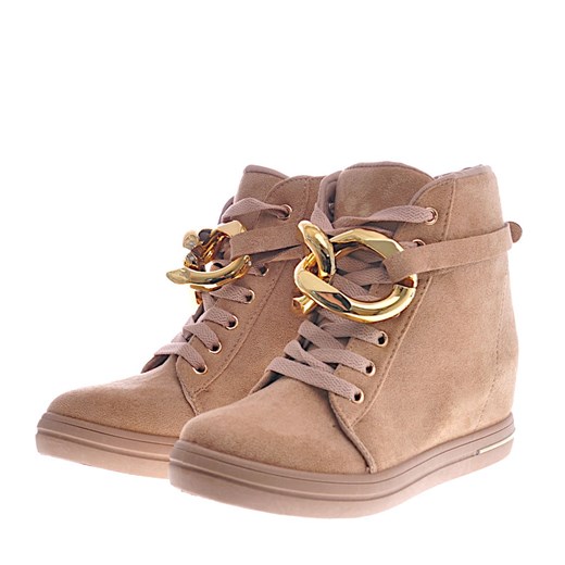 Botki casual na koturnie sznurowane wiosenne 