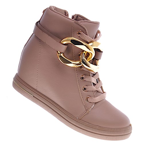 Beżowe sneakersy damskie na koturnie /F7-2 12802 T891/ 39 Pantofelek24.pl Jacek Włodarczyk