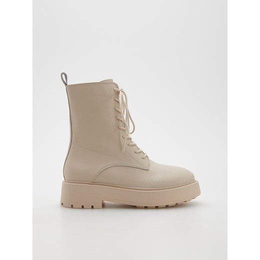 Reserved - Skórzane botki - Kremowy Reserved 36 Reserved