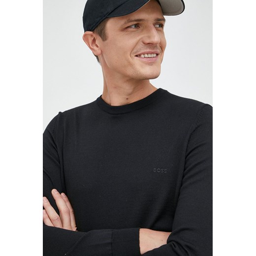 BOSS sweter wełniany męski kolor czarny ze sklepu ANSWEAR.com w kategorii Swetry męskie - zdjęcie 145974764